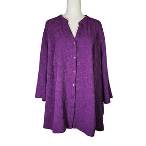 Maggie Barnes for Catherines Women's Tunic Button-Up Top Size 4X 30/32W Plus